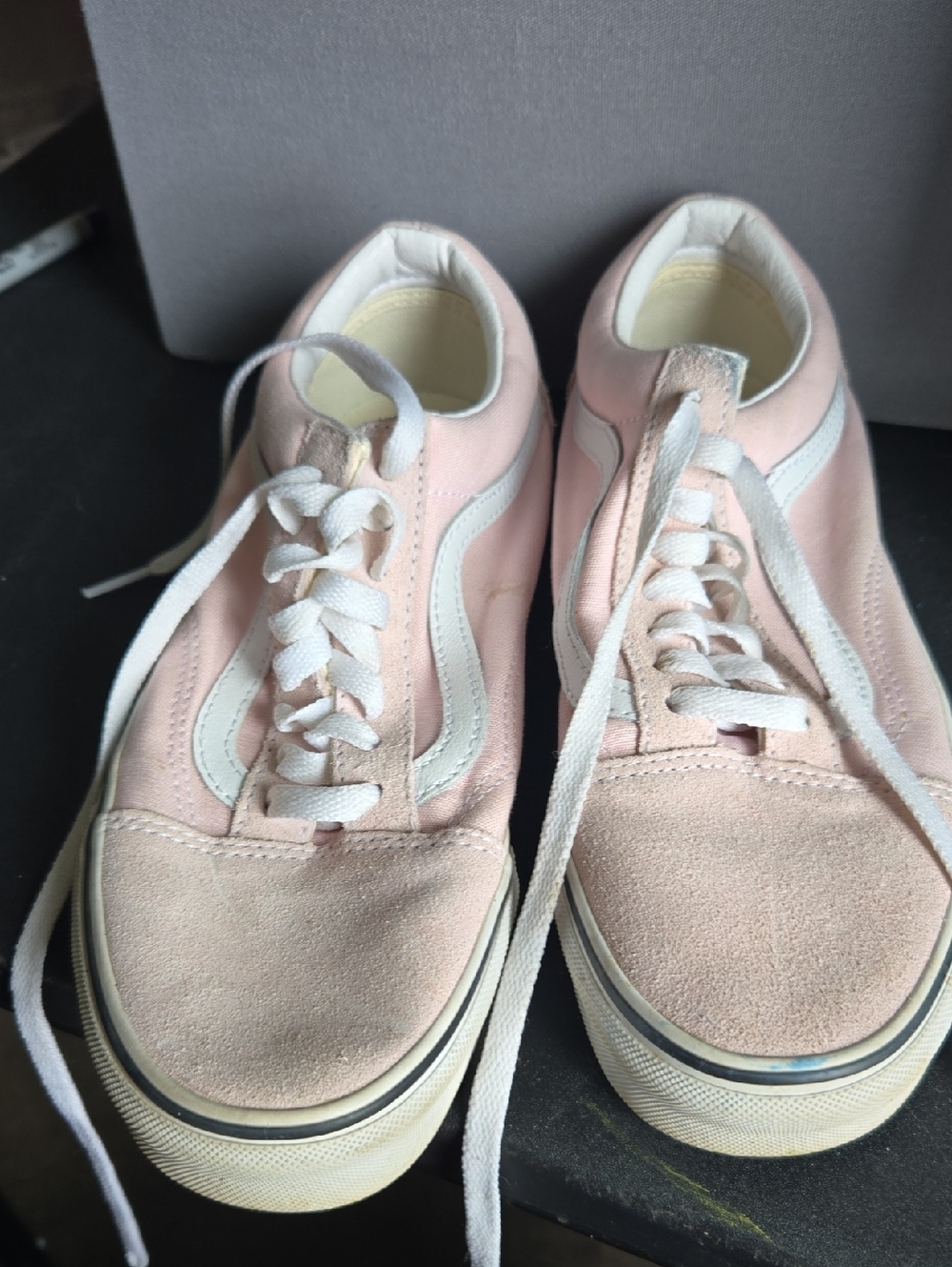 Vans Women’s Low-Top Sneakers in Pale Pink and White